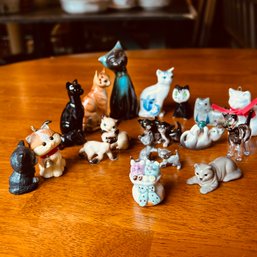 Tiny Vintage Ceramic Cat Figurines, Some Hallmark & From England (garage)