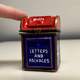 Miniature Mailbox Figurine, Postage Stamp Holder (attic)