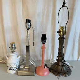 Four Assorted Lamp Bases, All In Working Condition