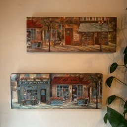 Pair Of Canvas Reproduction Decorative Wall Art, Paris Cafe Wall Art (kitchen)