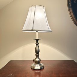 Pair Of Chrome Tone Table Lamps (b1)
