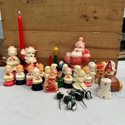 Large Assortment Of Vintage Holiday Figure Candles Plus Turkey Picks (Bsmt Fridge)