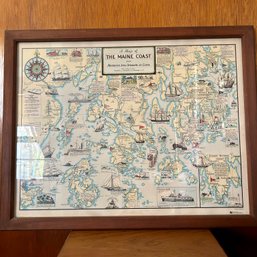 Framed Vintage 'A Map Of The Maine Coast' (bed1)