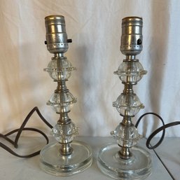 Pair Of Vintage Glass Lamp Bases