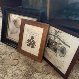 Trio Of Framed Prints - Baby Art And Betsy Ross Certificate (LR)