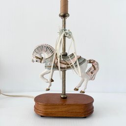 Vintage Porcelain Carousel Horse Table Lamp