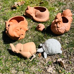Assortment Of Terra Cotta Animal Planters And Figures (LH)
