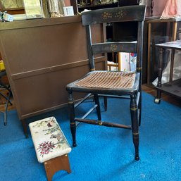 Vintage Step Stool And Weave Seated Chair (Doll BR)