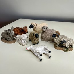 Mixed Lot Of Sheep Etc Figurines, Including Several JUNE McKENNA & Artist Signed (attic)