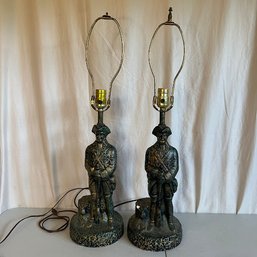 Pair Of Vintage Solider Figure Table Lamps