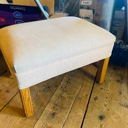 Cloth Foot Stool With Wooden Legs - Small Marks On Cloth Noted (Attic)