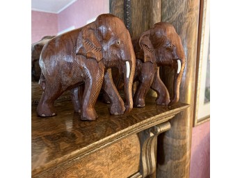 Pair Of Carved Elephant Figures (LR)