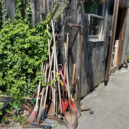Great Lot Of Outdoor Tools - Rakes, Shovels, Hoes, & More (Shed)