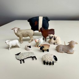 Adorble Mixed Lot Of Mini Sheep Figures, Inc Lamb Candle, Sheep Pins, Bobble Head, Ceramic, Metal, Etc (attic)