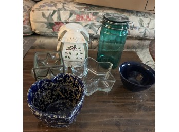 Bennington Pottery Heart Dish, Yankee Candle Warmer And Glassware (LR)