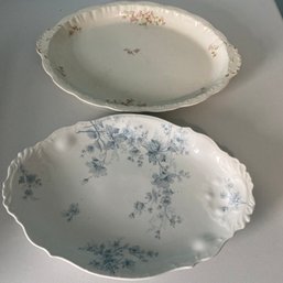 Pair Of Vintage Oval Floral Serving Platters From Austria & American China Co (BR)
