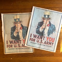 Pair Of Vintage US Army Recruiting Posters, Uncle Sam 'i Want You For The US Army' (b1)