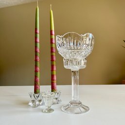 Crystal Candle Holders With Tall Taper Candles (DR)