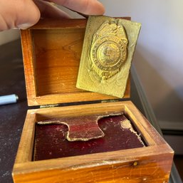 Vintage NH State Liquor Commission Badge, Pocket Bible, Wooden Box (bed1)