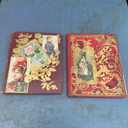 Pair Of Amazing Vintage Scrapbooks Filled With Advertising And Unique Clippings