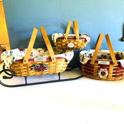 Trio Of Christmas Themed Longaberger Baskets With Sleigh (Garage1)