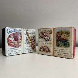 Pair Of SILVER CRANE CO Book Tins: Goldilocks & The Country Orchard (attic)