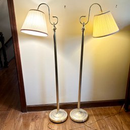 Pair Of Brass Tone Floor Lamps (b2)