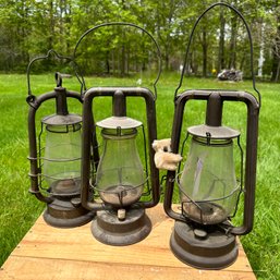 Trio Of Vintage Lanterns Including Dietz (Bsmt Fridge)