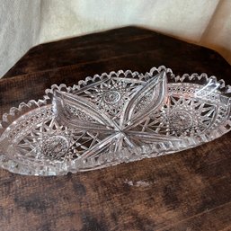 Vintage Oval Cut Glass Dish (Kitchen)