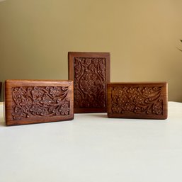 Trio Of Carved Wooden Boxes (DR)