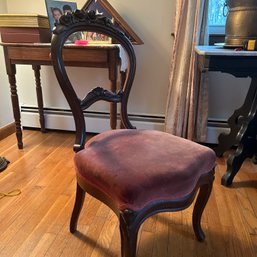 Victorian Style Mahogany Balloon Back Side Chair With Carved Rose Details (Living Room)