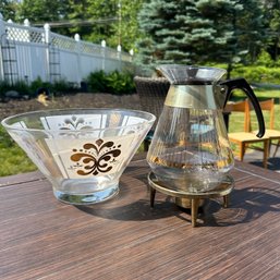 Vintage Mid-Century Glass Bowl & PYREX Coffee Carafe - See Description