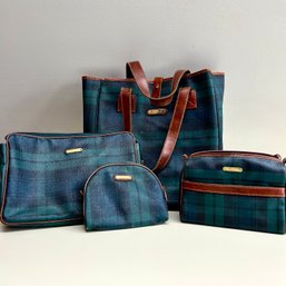 Vintage POLO RALPH LAUREN 4 Piece Travel Set, Including Tote Bag, Toiletry Bag, Etc, Navy & Green (attic)