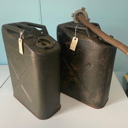 2 Vintage Tall Metal USMC Gas Cans (BR)