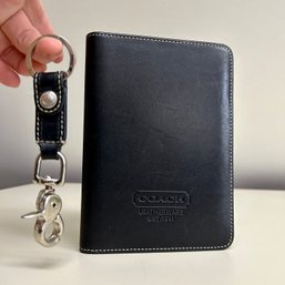 Black Leather COACH Passport Folio Plus Keychain (attic)