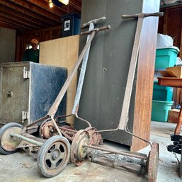 Set Of Three Antique Wooden Lawn Mowers