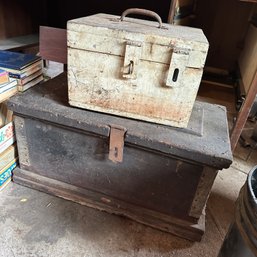 Pair Of Vintage Wooden Boxes, Including From 'Textile Workers Union Of America'