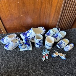 Assorted Delfts Hand Painted Decorative Porcelain Shoes & Small Cups (BR)