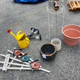 Garden Lot With Pots, Plant Stand, Lights, Watering Can & More (Shed)
