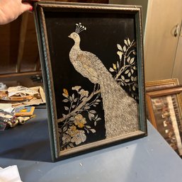 Vintage Framed Peacock Art (attic)