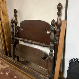 Vintage Wood Headboard And Footboard With Side Rails (Basement)