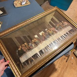 Vintage LAST SUPPER Framed Art (attic)