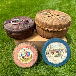Vintage Sewing Baskets & Tins With Sewing Supplies (Garage 2)
