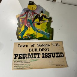 Paper Ephemera: Halloween And Vintage Salem, NH Building Permit (OA)