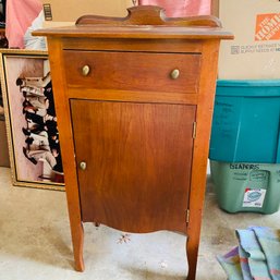 MCM Small Wood Cabinet With Oval Knobs - Contents Not Included (Garage)