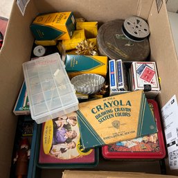 Jumble Lot: Crayons, Playing Cards, Film Reel, Tiny Ceramic Frog And More! (OA)