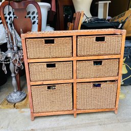 Possibly Wicker 7 Drawer Storage Cabinet, Wear Noted In Photos, Contents Not Incl (Garage)
