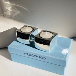 New Wedgwood Square Tealight Votive Candle Set Of 2 With Box (mT)
