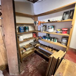 Paint Supplies And Other Tools, With Loose Shelving Planks (Basement 1)