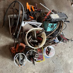 Garage Tool Picker's Lot #2 - Assorted Tools, Battery Tester, Charger, Jumper Cables, And More!